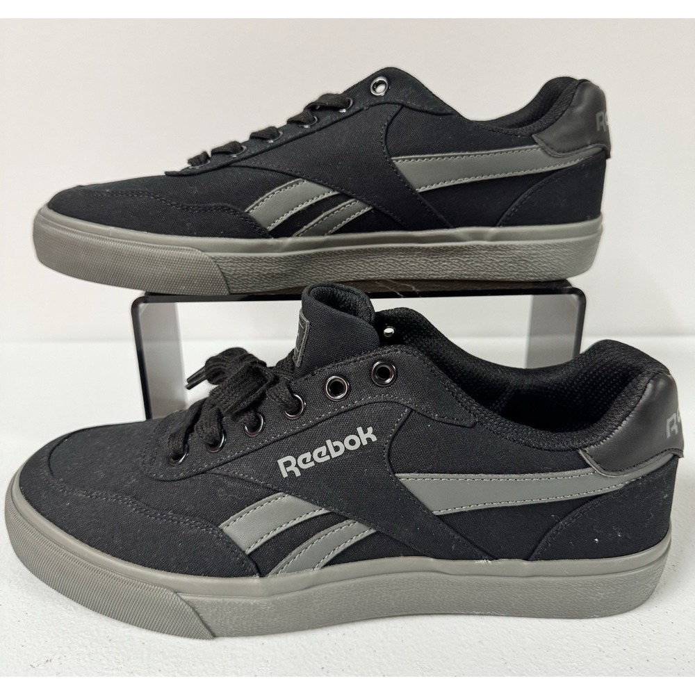 Size 9US- Reebok Black Lace Up Sneaker Shoes, Dark Grey/ Black